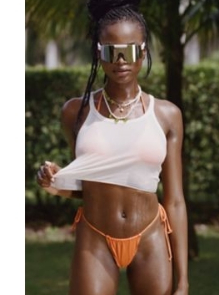 ORANGE - Uo candy solid color string bikini - Picture 2 of 2